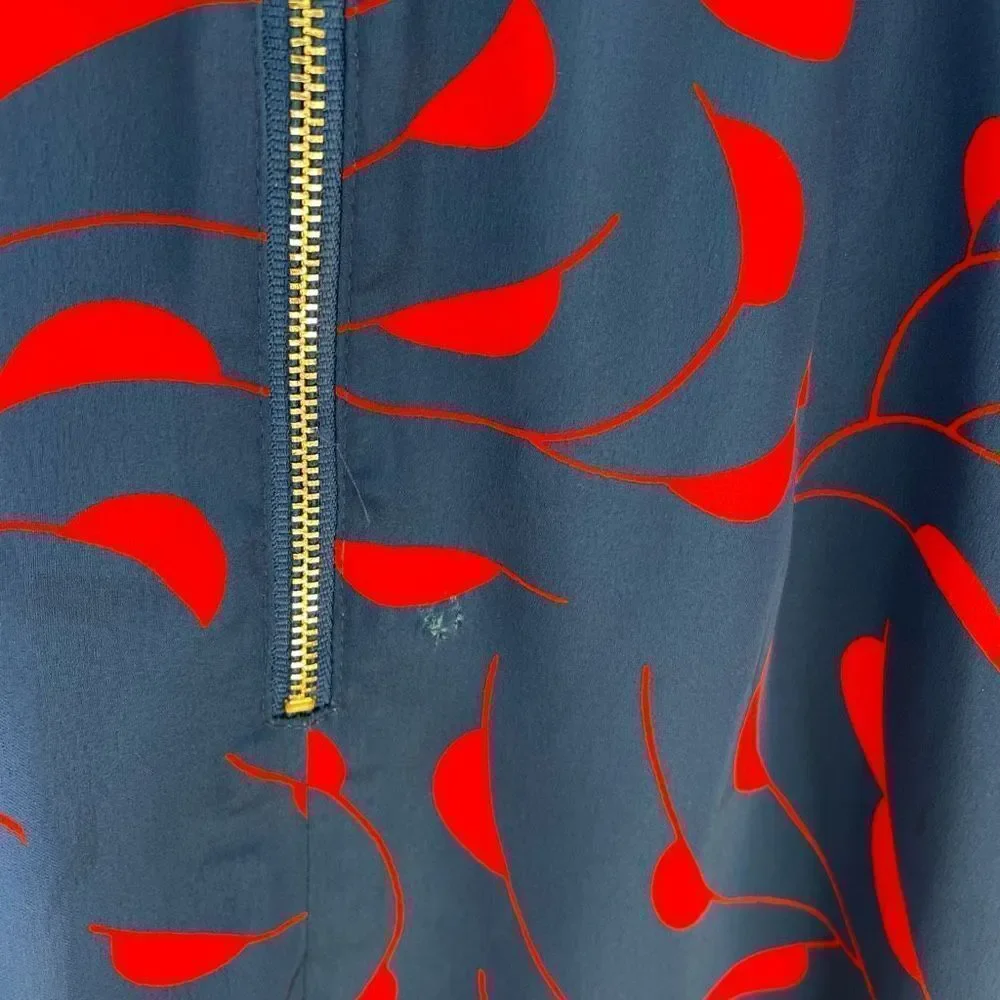 Self Portrait Blue Red One Shoulder Ruffle Dress - Picture 11 of 13